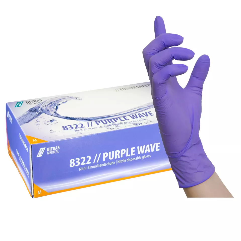 Nitras Medical 8322, PURPLE WAVE Nitril-Einmalhandschuhe, Lila, image 1, gallery thumbnail