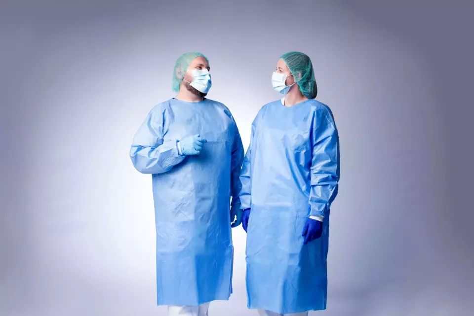 Nitras Medical 004546-2300-2XL, PE Medical Gown, Light Blue, image 2, gallery thumbnail