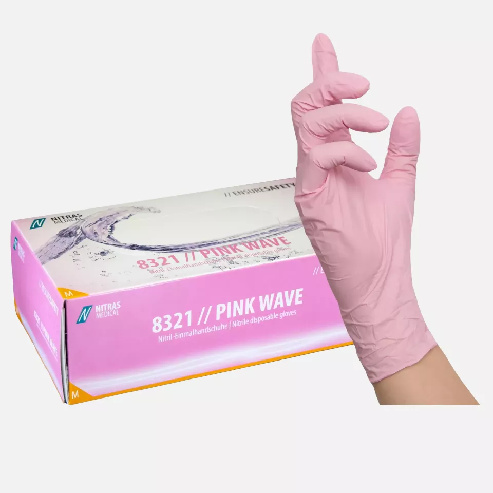 Nitras Medical 8321, PINK WAVE Nitril-Einmalhandschuhe, Hellrosa, image 1, gallery thumbnail