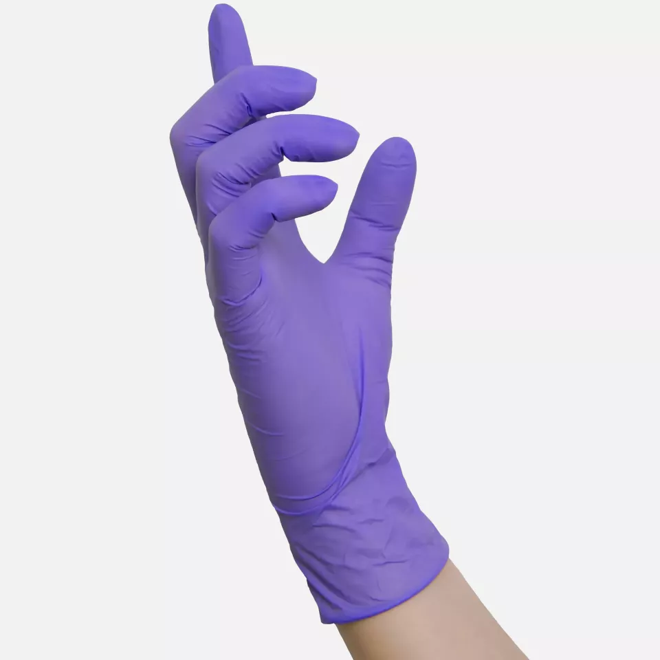 Nitras Medical 8322, PURPLE WAVE nitrile disposable gloves, purple, image 2, gallery thumbnail