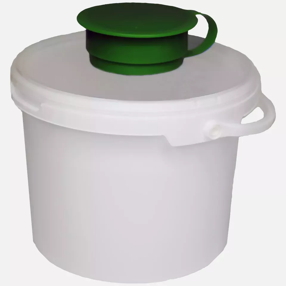 Nitras Medical 57090-G, Dispenser bucket for wet non-woven disinfection wipes, white/blue, 3,400ml, image 1, gallery thumbnail