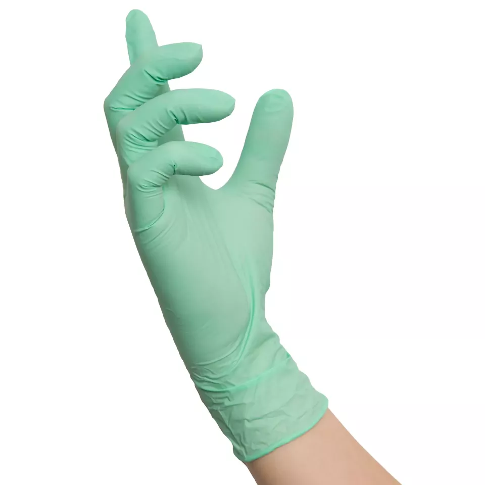 Nitras Medical 8325, MINT WAVE nitrile disposable gloves, green, image 2, gallery thumbnail