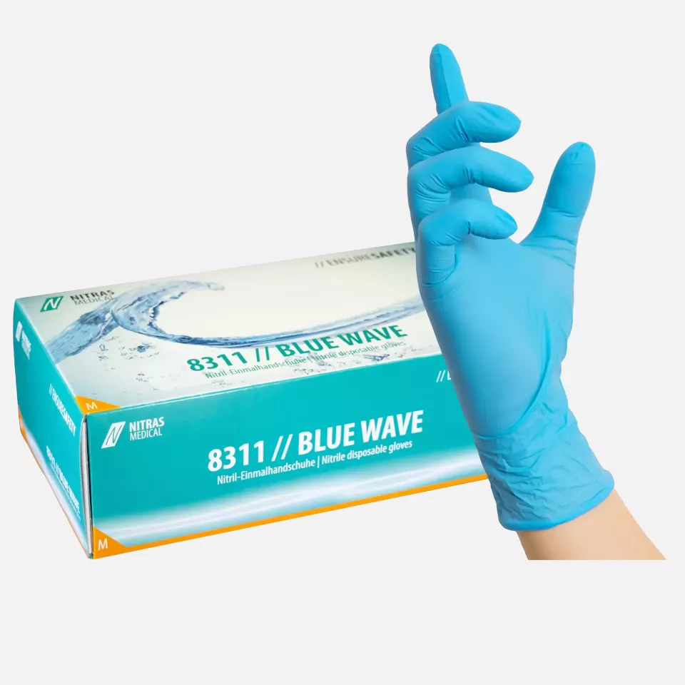 Nitras Medical 8311, BLUE WAVE Nitril-Einmalhandschuhe, Blau, image 1, gallery thumbnail