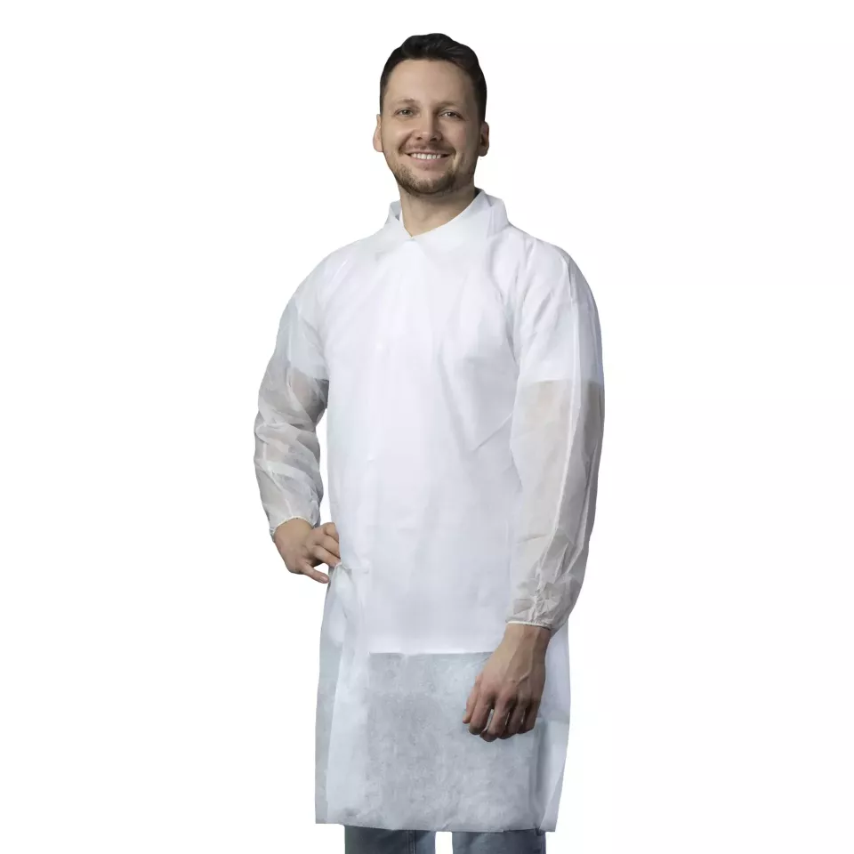 Nitras Medical 4530, PP Visitor Coat with Zipper, White, image 1, gallery thumbnail