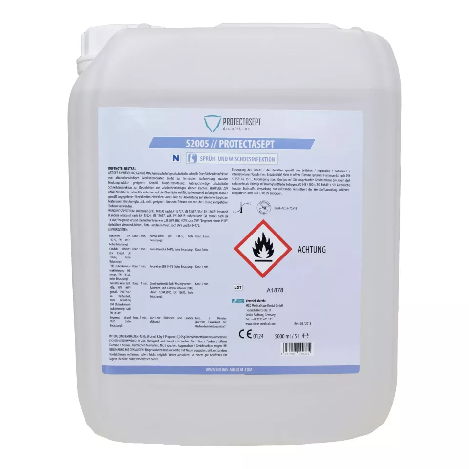 Nitras Medical 52005, PROTECTASEPT SF spray/wipe desinfection, neutral, 5,000ml, image 1, gallery thumbnail