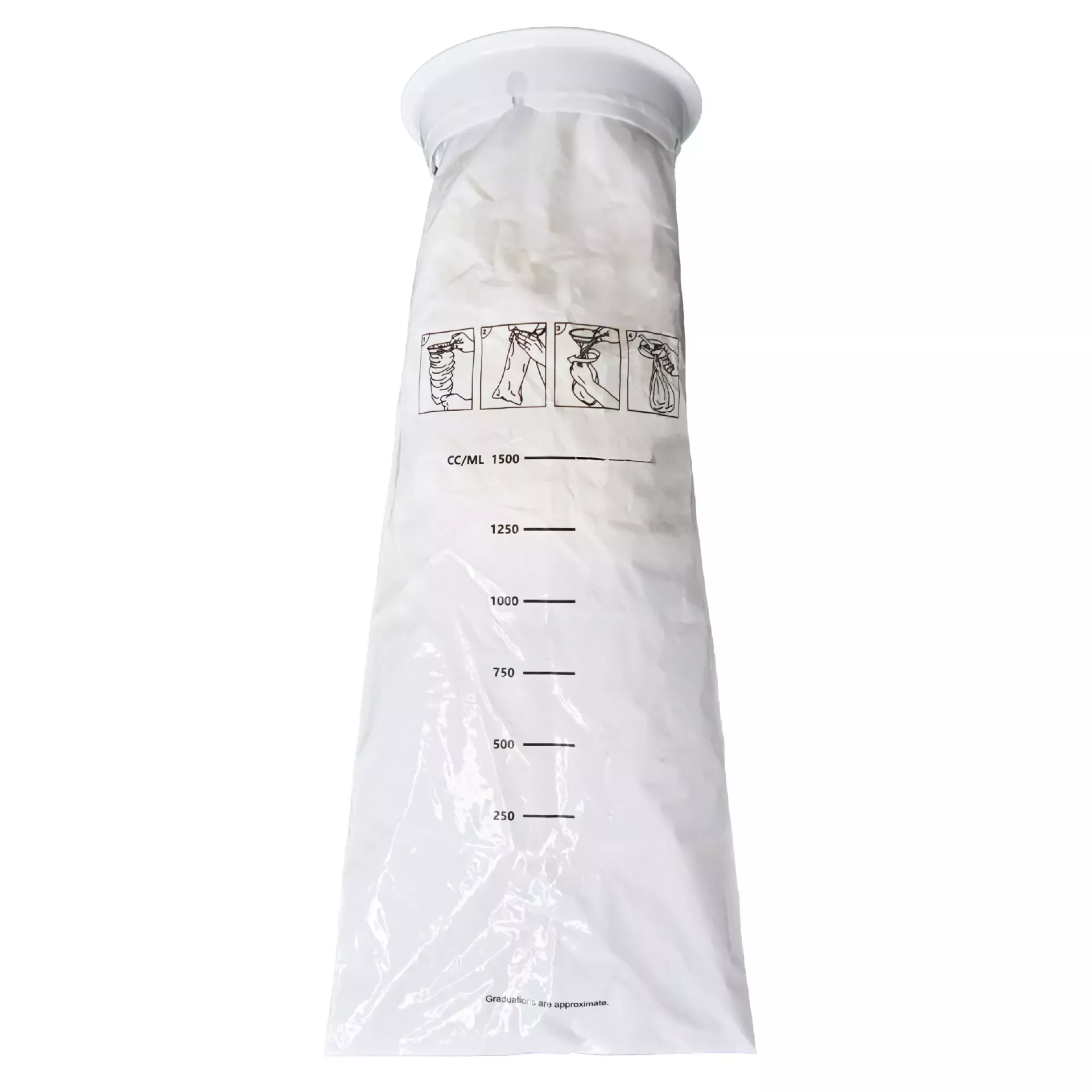 Nitras Medical 421500, Disposable Spit Bag with Sealing Ring, White, image 2