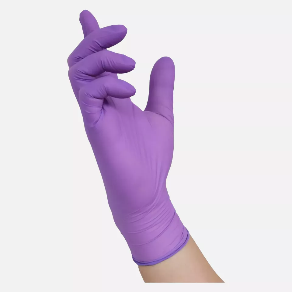 Nitras Medical 8328, VIOLET WAVE nitrile disposable gloves, purple, image 2, gallery thumbnail