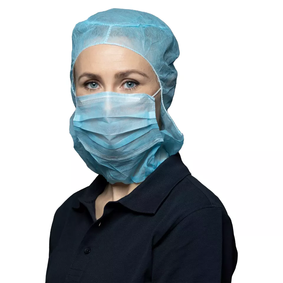 Nitras Medical 4022, Astro caps with integrated 2-ply face mask with nosepiece, image 1, gallery thumbnail