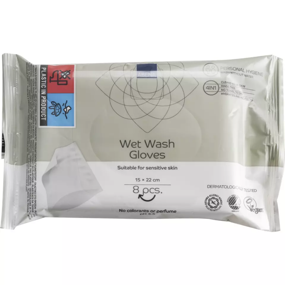 Abena 540051, Pre-Moistened Wash Mitt Unscented 15x22 cm, image 1, gallery thumbnail