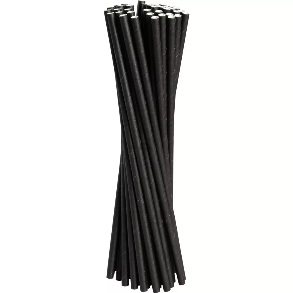 Abena 1000011029, Paper Straw Black Ø8mm 25cm