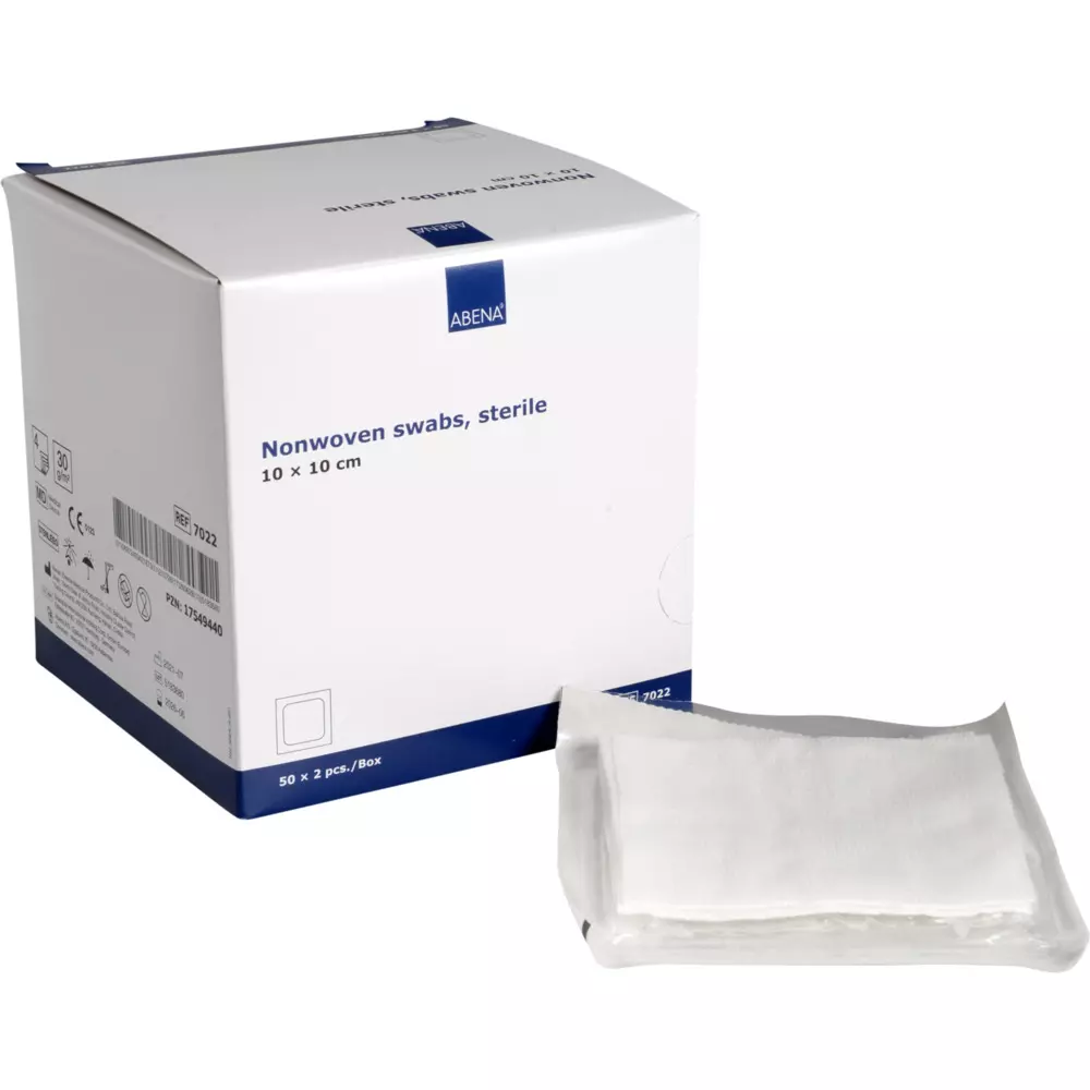 Abena 7022, Nonwoven Sterile White Swab 2-Pack 10x10cm, image 1