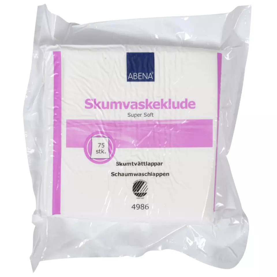 Abena 4986, Foam Washing Cloth White 19x19cm Nordic Swan, image 1, gallery thumbnail