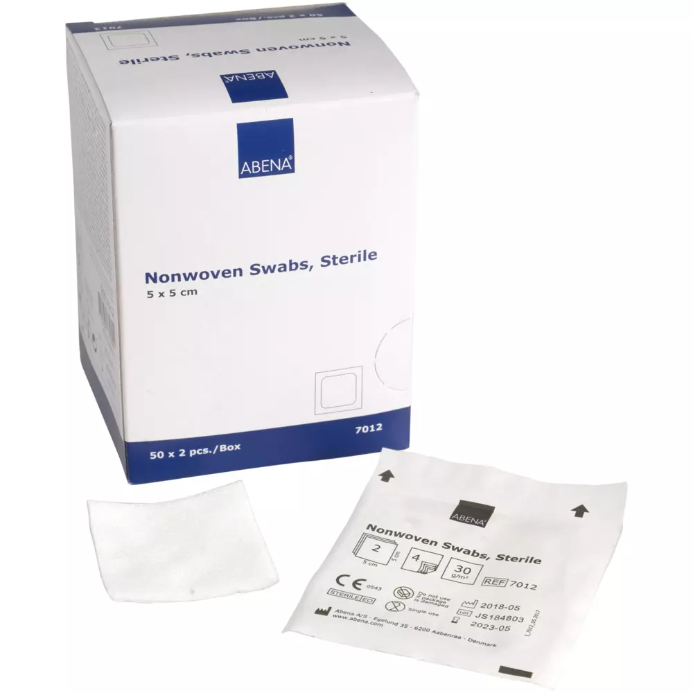 Abena 7012, Nonwoven Sterile Compress White 2-Pack 5x5cm