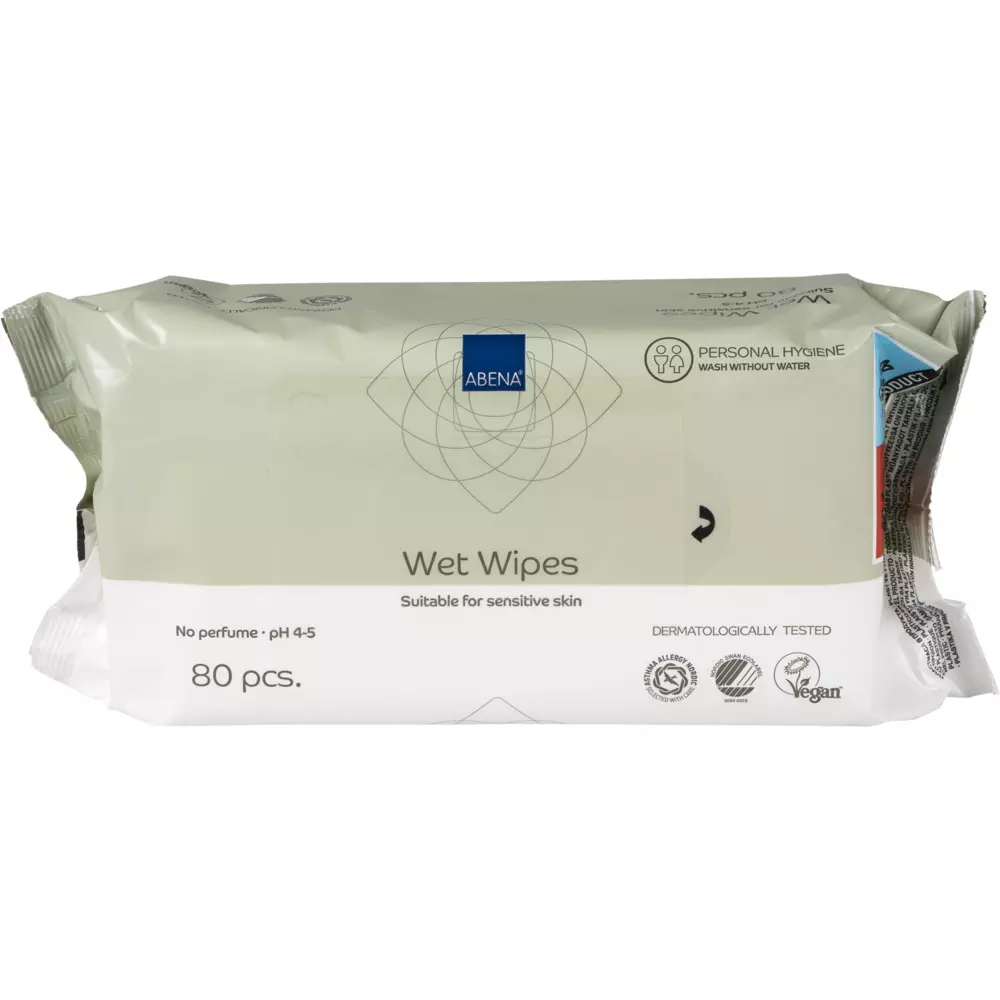 Abena 6598, Unscented Wet Wipes 18x20cm 80 Pack, image 1