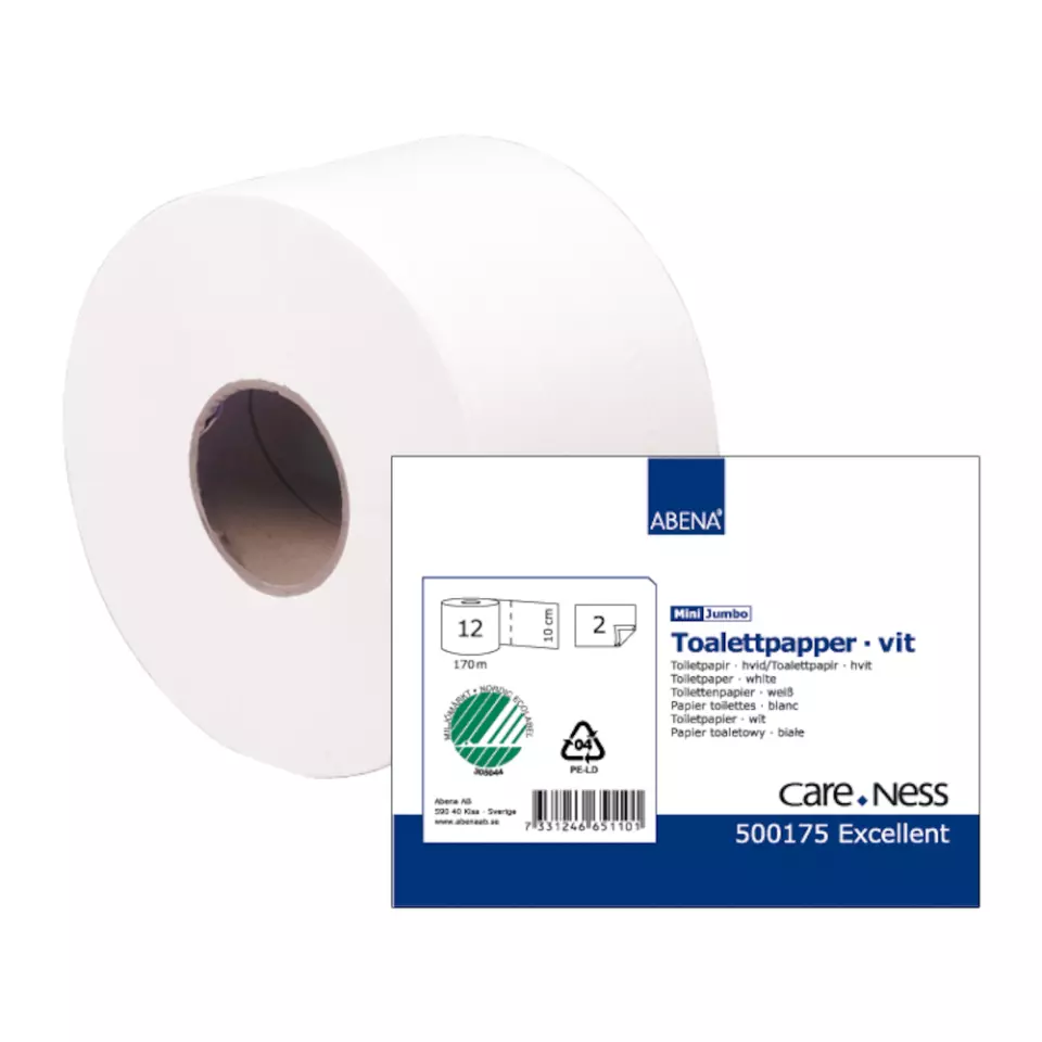 Abena 500175, Toilet paper Jumbo Mini 2-l white 170m/rl, image 1, gallery thumbnail