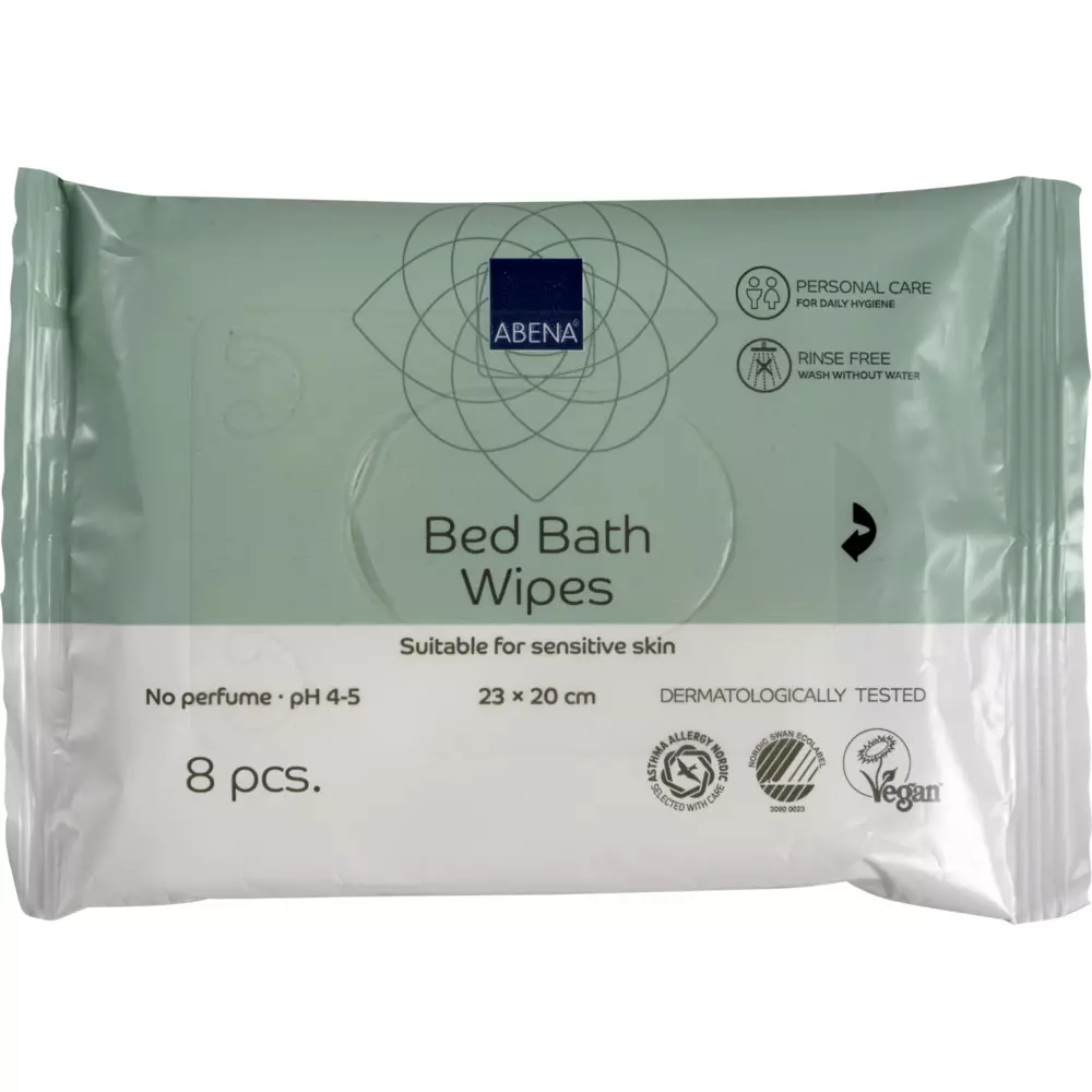 Abena 491918, Bed Bath Wet Wipes Unperfumed 8 Pcs