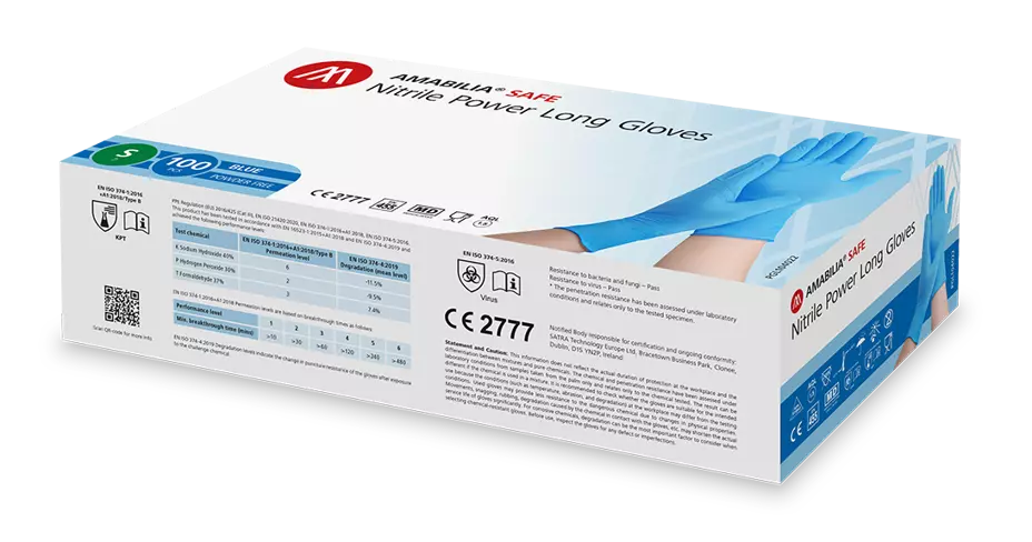 Amabilia Safe PGL10402, Nitrile Power Long Glove Blue, image 1