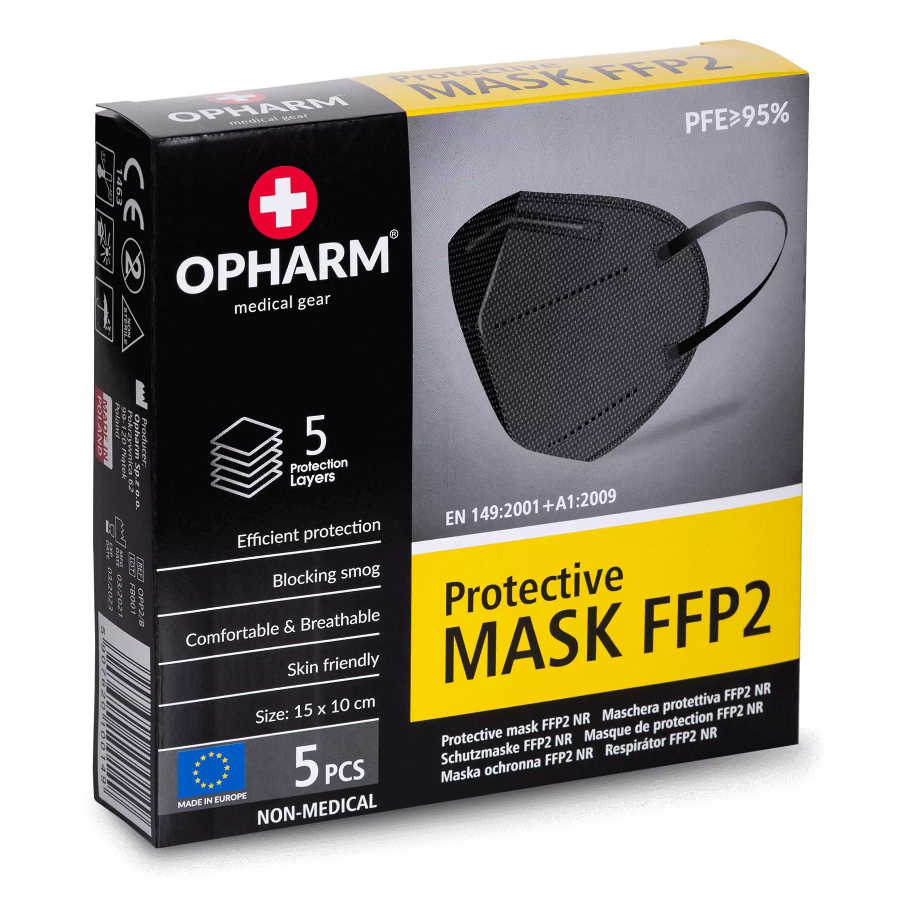 Opharm PFFPOPB05, Face Mask FFP2 Black, image 1