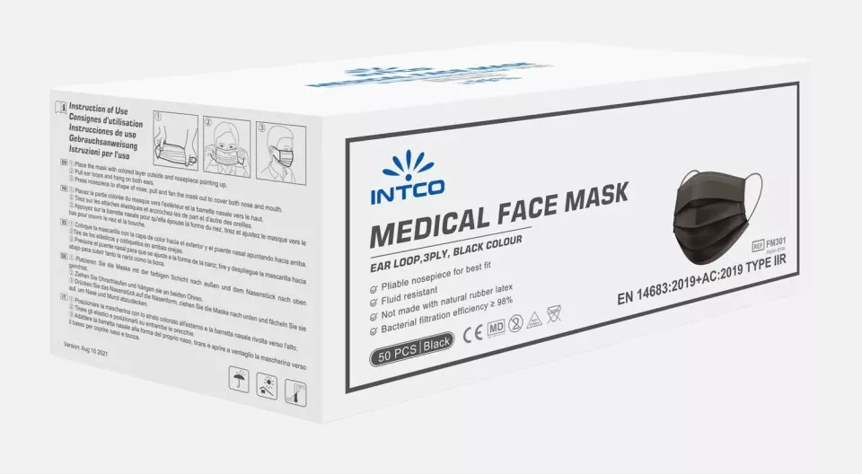 Intco PPLYBIC04, Face Mask Type IIR Black, image 1, gallery thumbnail