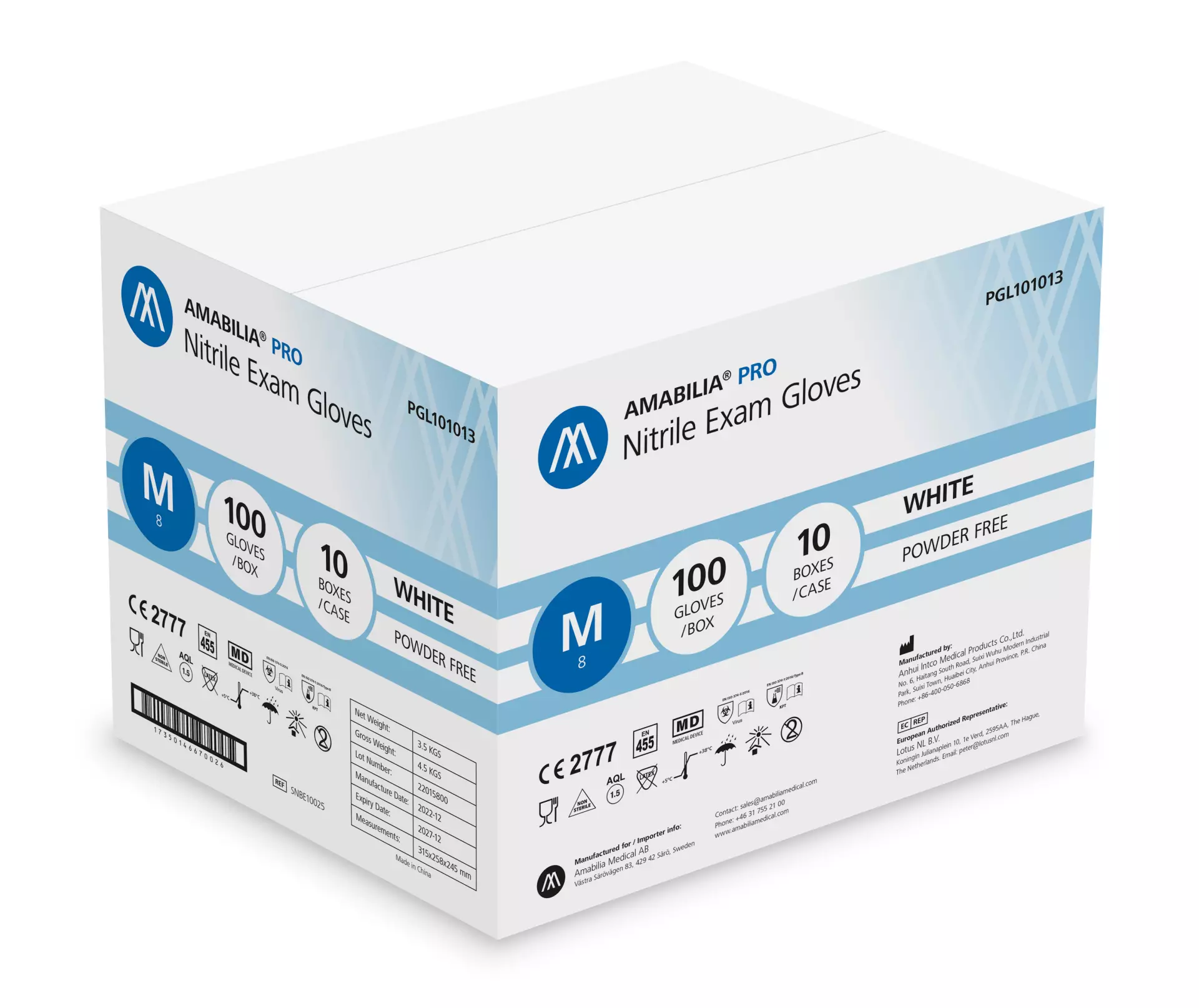 Amabilia Pro PGL10101, Nitrile Exam Glove White, image 2