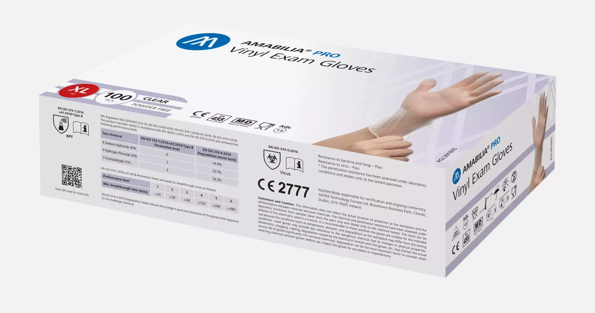 Amabilia PGL30100, Pro Vinyl Exam Glove Clear, image 1