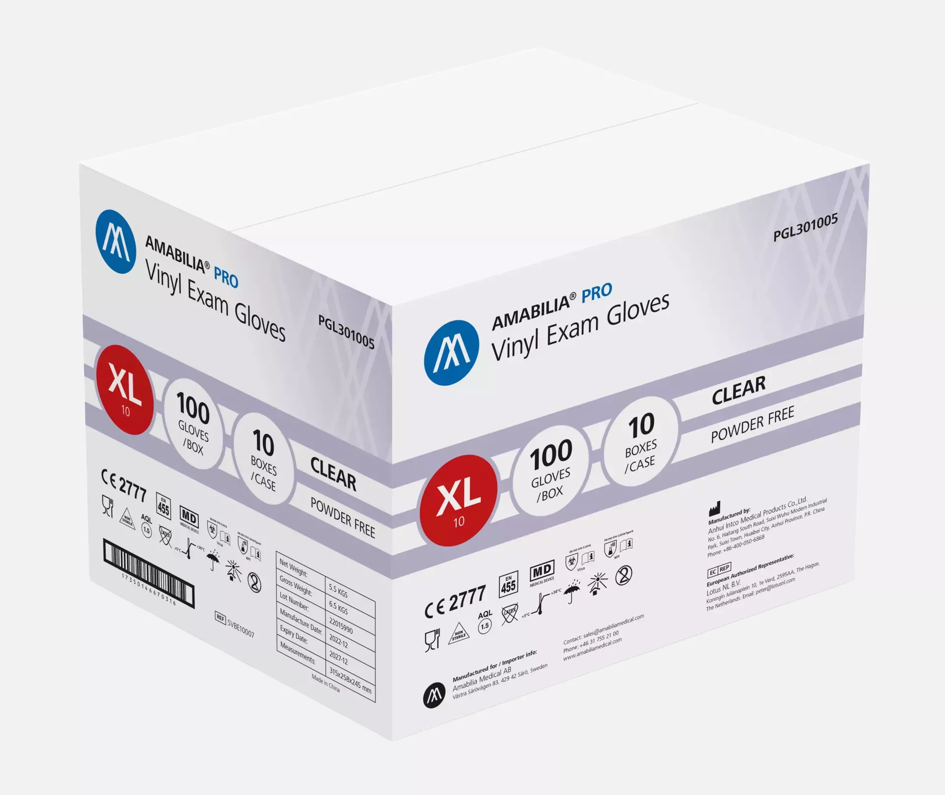 Amabilia PGL30100, Pro Vinyl Exam Glove Clear, image 2