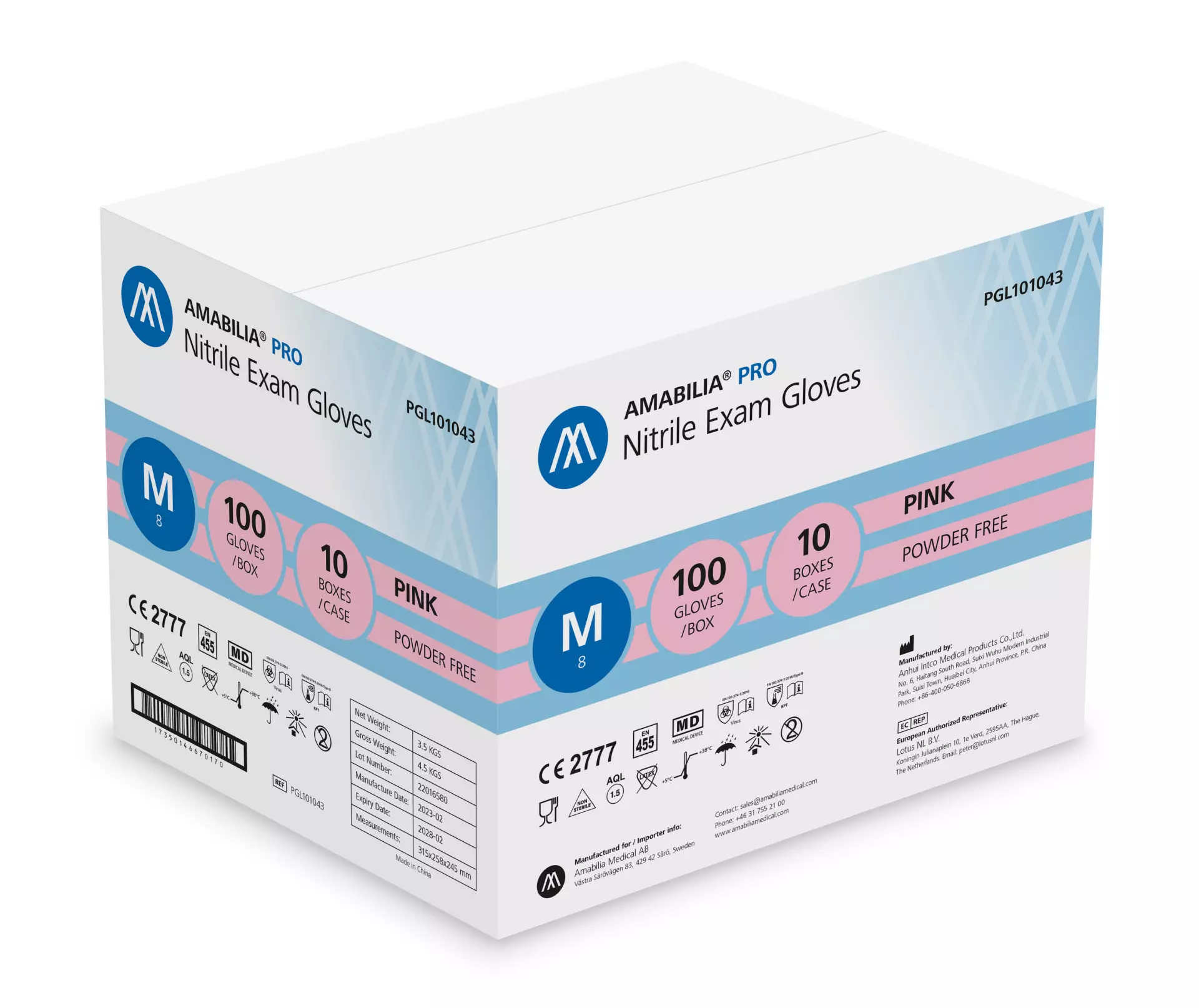 Amabilia Pro PGL10104, Nitrile Exam Glove Pink, image 2