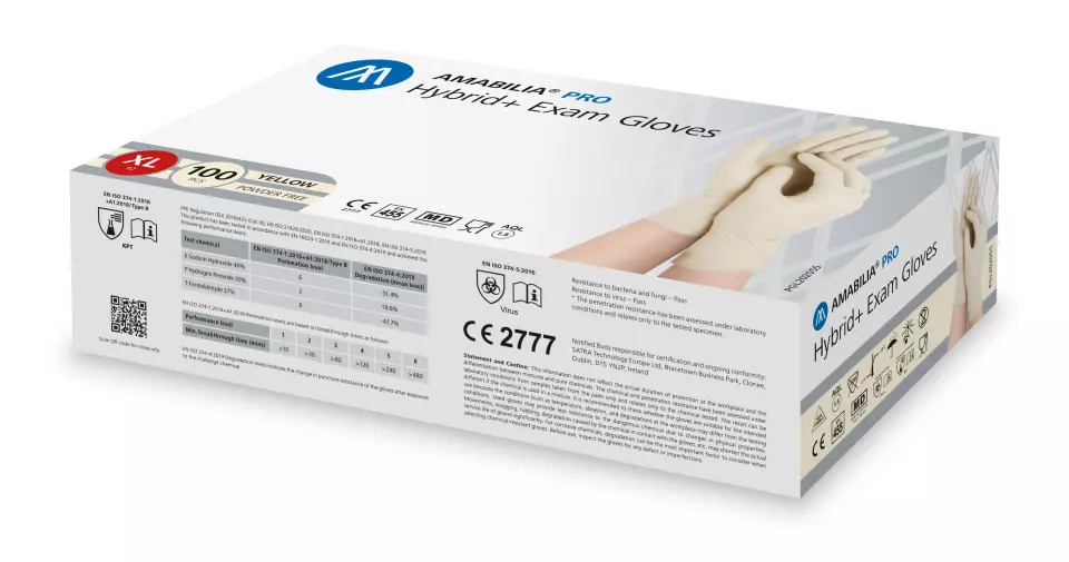 Amabilia PGL20205, Pro Hybrid+ Exam Glove Yellow, image 1, gallery thumbnail