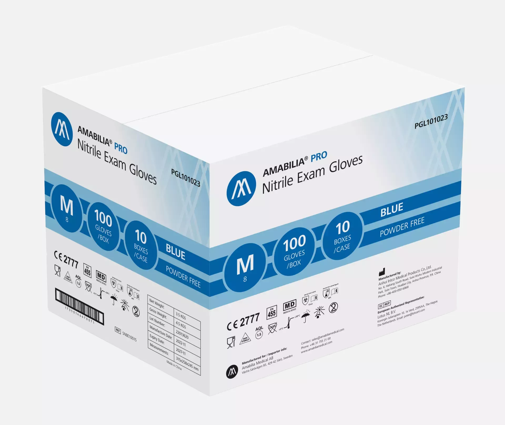 Amabilia PGL10102, Pro Nitrile Exam Glove Blue, image 2