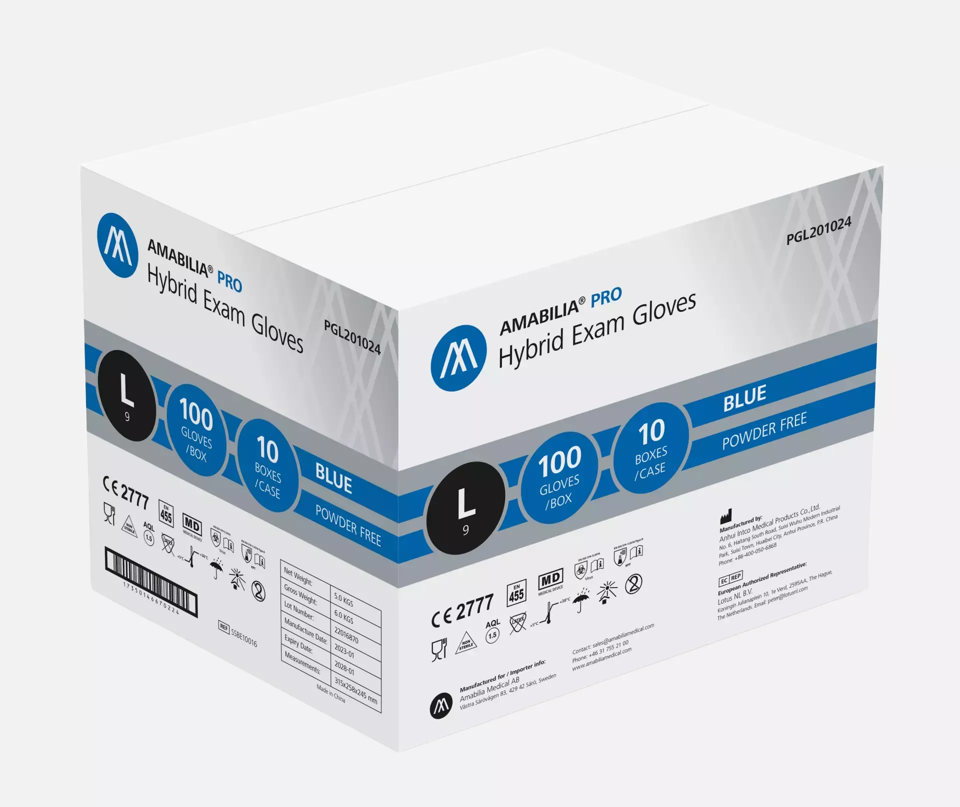 Amabilia PGL20102, Pro Hybrid Exam Glove Blue, image 2