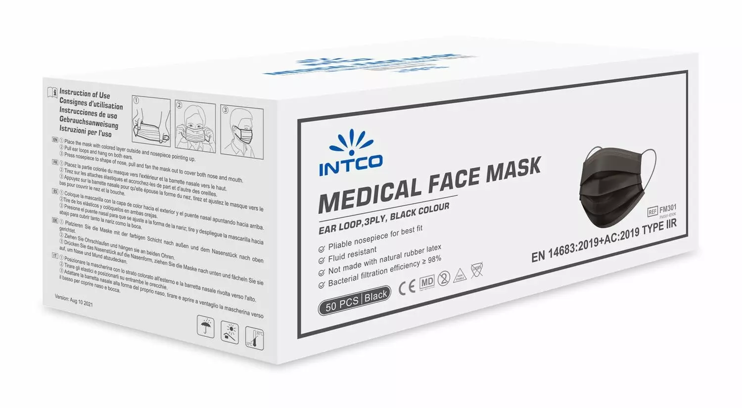 Intco PPLYBIC04, Face Mask Type IIR Black, image 1