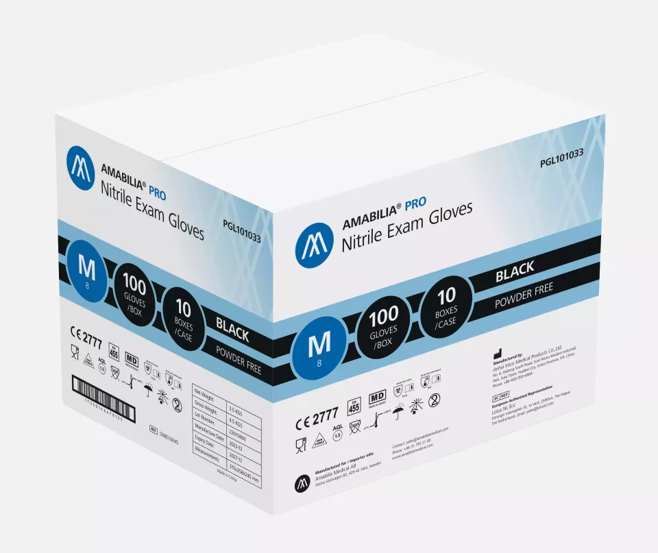 Amabilia PGL10103, Pro Nitrile Exam Glove Black, image 2, gallery thumbnail