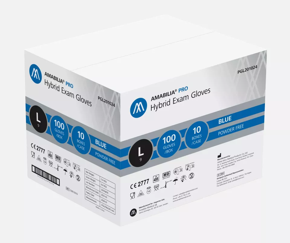 Amabilia PGL20102, Pro Hybrid Exam Glove Blue, image 2, gallery thumbnail