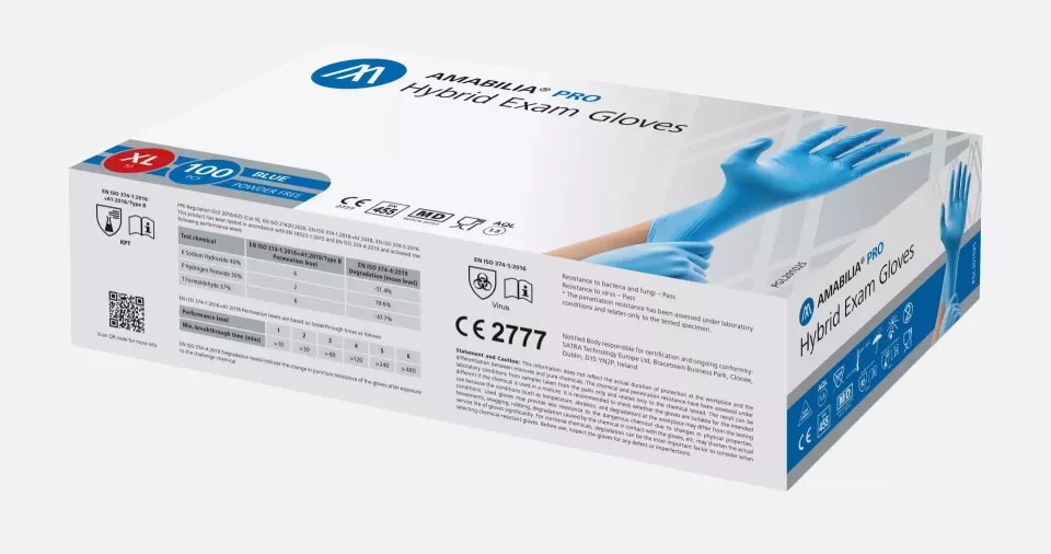 Amabilia PGL20102, Pro Hybrid Exam Glove Blue, image 1, gallery thumbnail