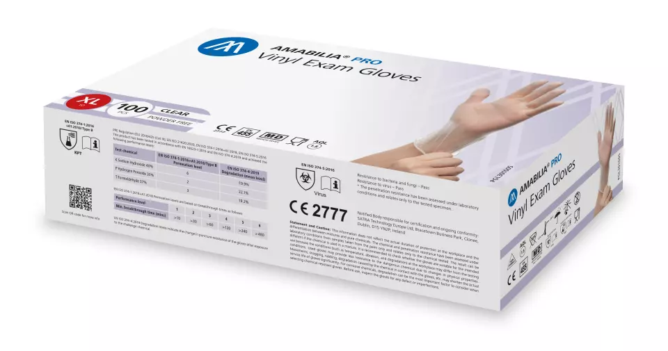 Amabilia Pro PGL30100, Vinyl Exam Glove Clear, image 1, gallery thumbnail