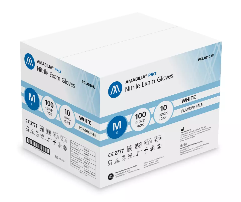 Amabilia Pro PGL10101, Nitrile Exam Glove White, image 2, gallery thumbnail