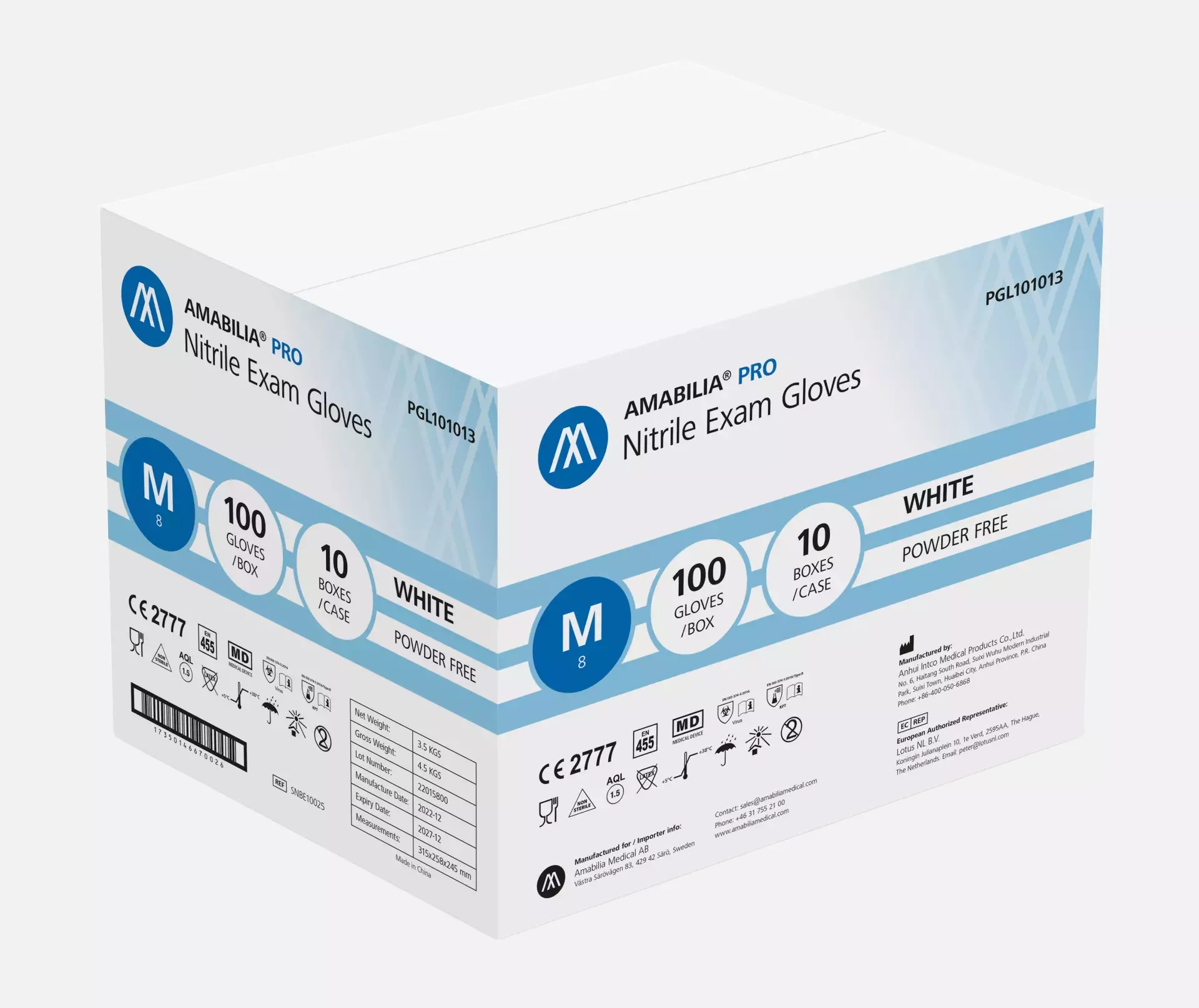 Amabilia PGL10101, Pro Nitrile Exam Glove White, image 2