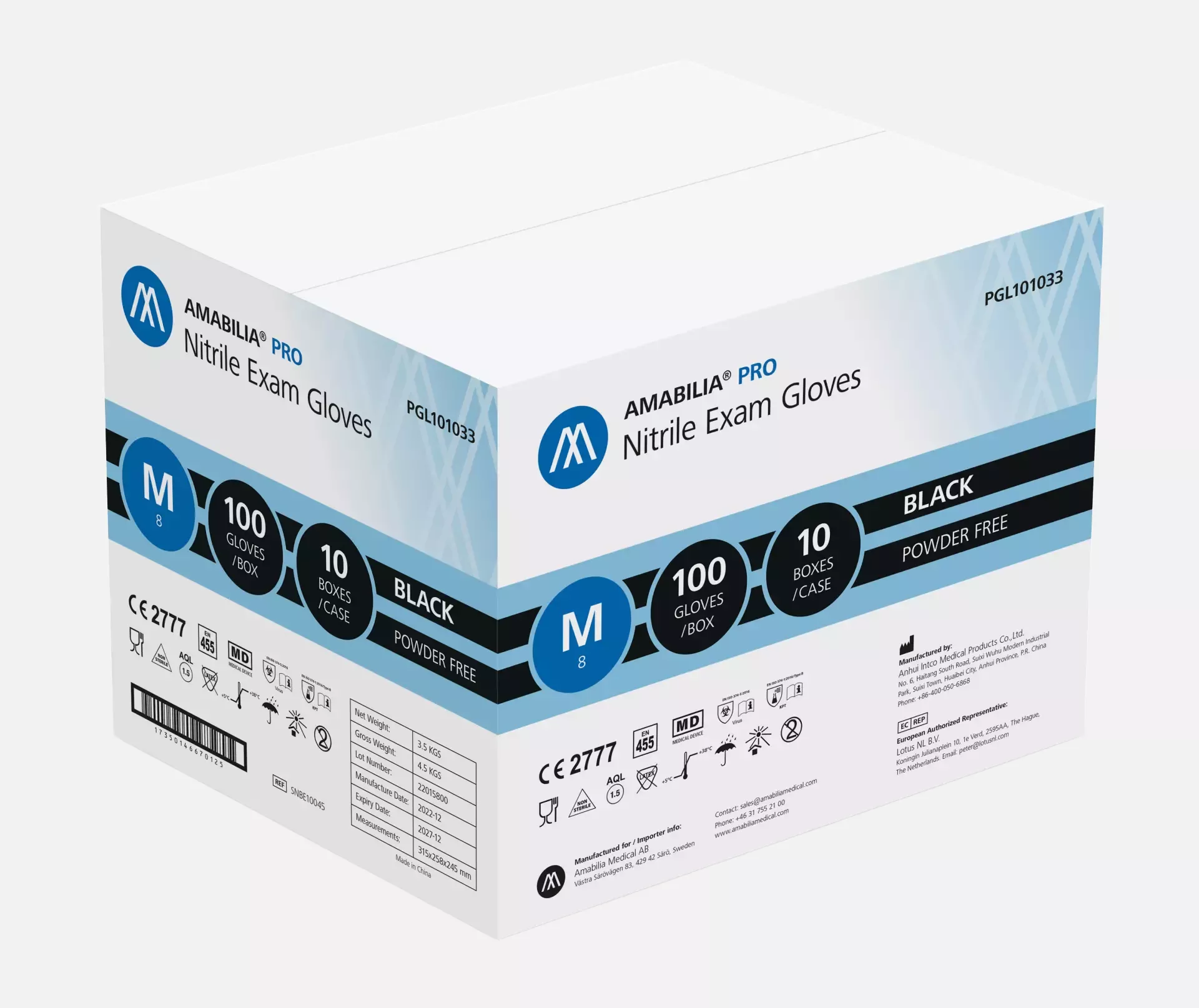 Amabilia PGL10103, Pro Nitrile Exam Glove Black, image 2