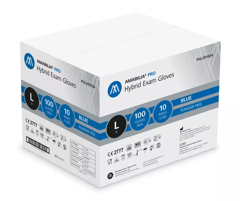 Amabilia Pro PGL20102, Hybrid Exam Glove Blue, image 2, gallery thumbnail