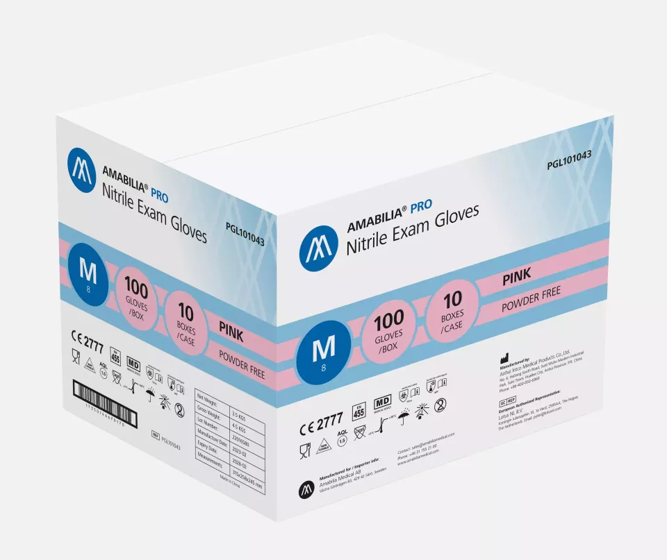 Amabilia PGL10104, Pro Nitrile Exam Glove Pink, image 2, gallery thumbnail