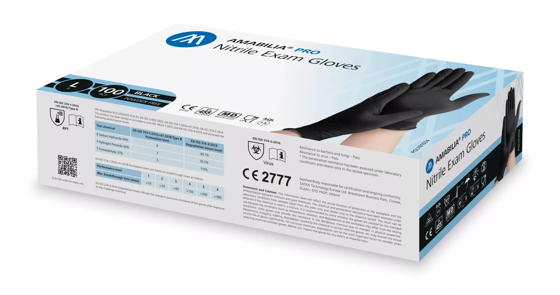 Amabilia Pro PGL10103, Nitrile Exam Glove Black, image 1