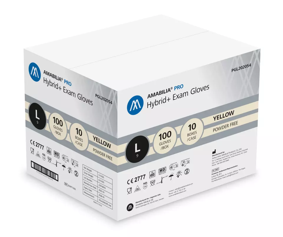 Amabilia PGL20205, Pro Hybrid+ Exam Glove Yellow, image 2, gallery thumbnail