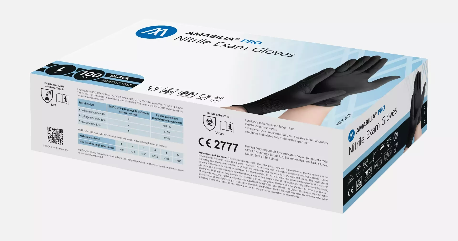 Amabilia PGL10103, Pro Nitrile Exam Glove Black, image 1