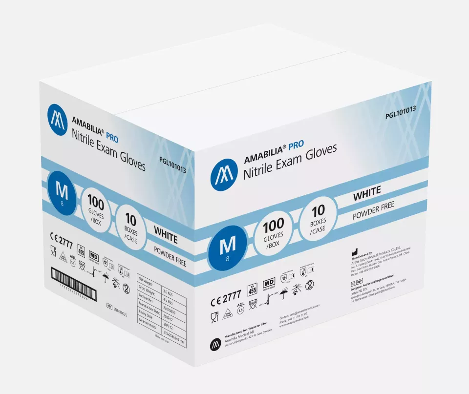 Amabilia PGL10101, Pro Nitrile Exam Glove White, image 2, gallery thumbnail