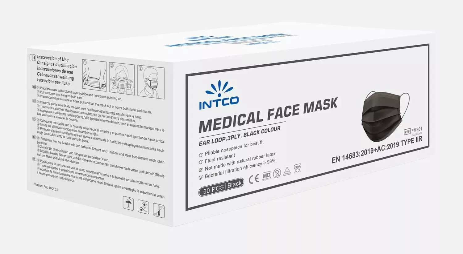 Intco PPLYBIC04, Face Mask Type IIR Black, image 1