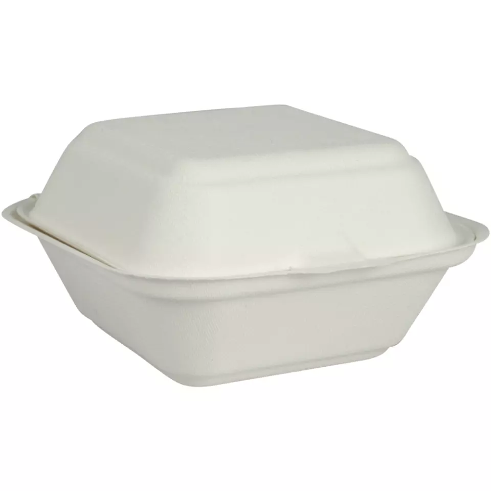 Abena 1010001175, GASTRO Bagassi Single-Compartment Takeaway Container 144x141x75.2mm White, image 1, gallery thumbnail