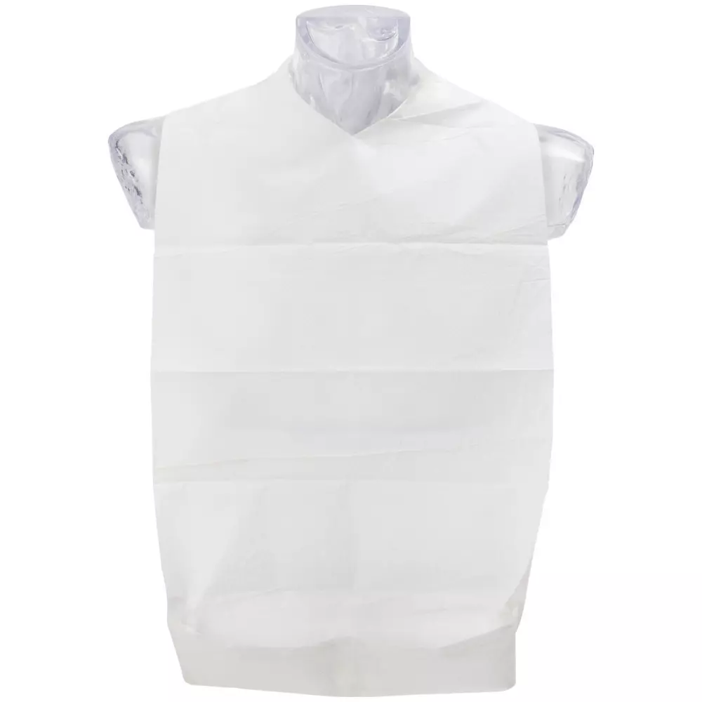 Abena 4319, Disposable Bib With Ties 37x70cm With Crumb Catcher White, image 1