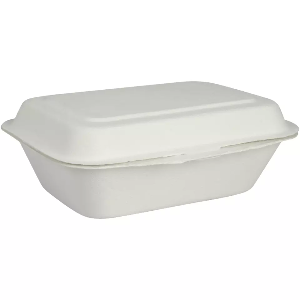 Abena 1010001176, GASTRO Take Away Container Bagassi 185x135.9x65mm Single-Compartment White, image 1, gallery thumbnail