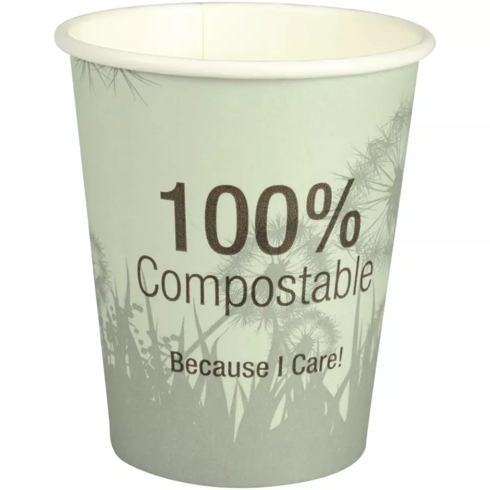Abena 1000005748, GASTRO Coffee Cup 24cl Ø8cm CPLA Compostable Green 9.1cm, image 1, gallery thumbnail