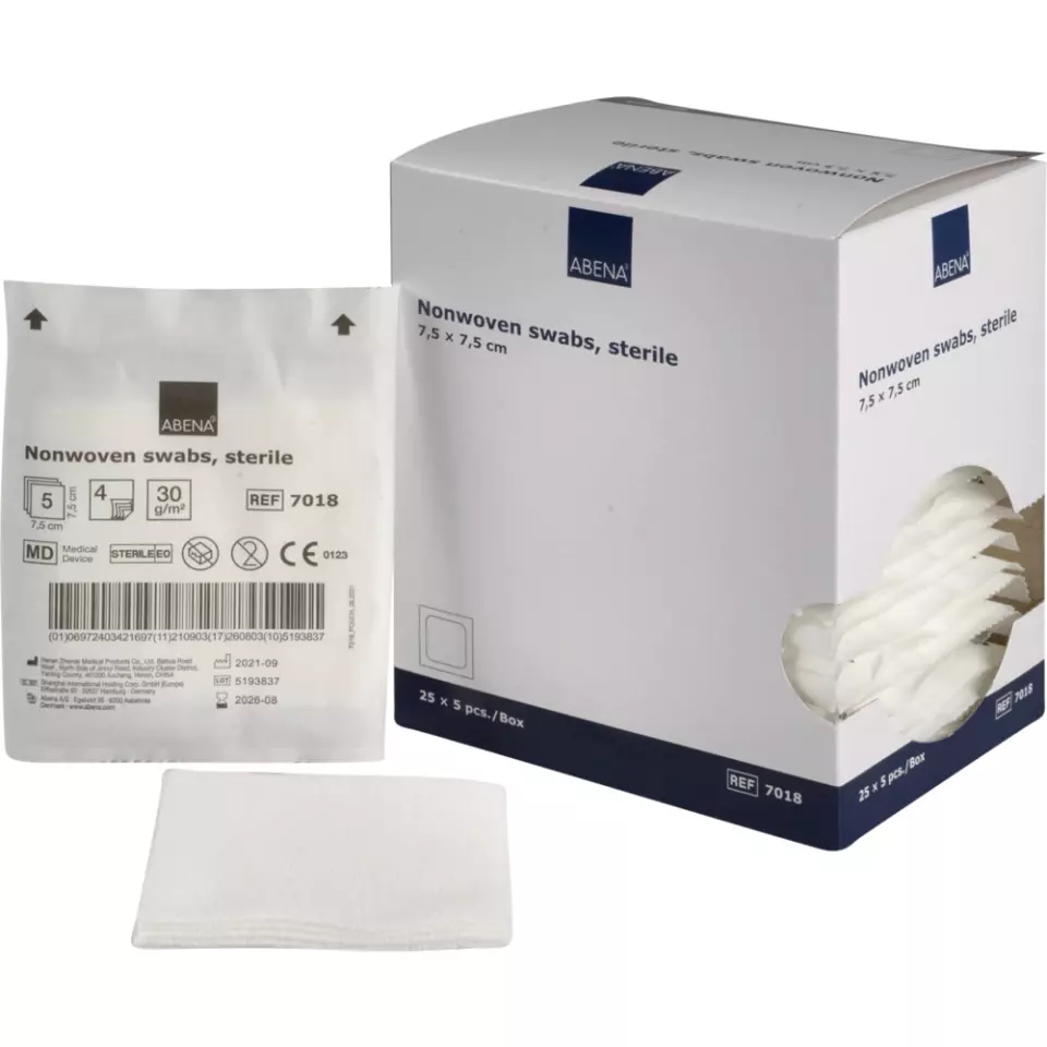 Abena 7018, Nonwoven Swab 7.5x7.5cm 5/Pack Sterile 4-Layer, image 1, gallery thumbnail